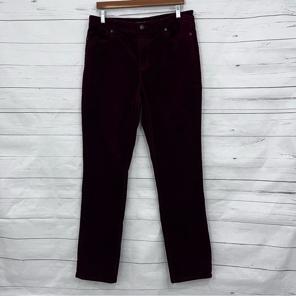 Lands End Burgundy Corduroy Straight Leg High Rise Pants - Picture 1 of 15